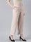 Women Solid Baby Pink High Rise Crepe Wide Pant