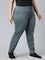 Women Solid Cotton Ocean Green Cuffed Joggers