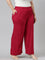 Women Solid Fuchsia Woven Viscose Mid Rise Basic Palazzos