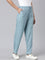 Women Solid Dusty Blue Viscose Mid Rise Casual Pants