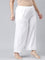 Women Solid White Mid Rise Linen Wide Pant