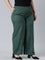 Women Bottle Green Solid Linen Palazzos