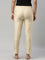 Women Dark Cream Solid Mid Rise Metallic Pants