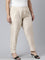 Women Medium Beige Solid Mid Rise Metallic Pants