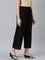 Women Solid Black Mid Rise Linen Wide Pant