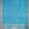 Vivid Sky Linen Printed Handloom Saree With Foil Print