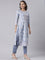 Blue rayon printed three piece set