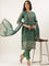 Green Organza Printed Three Piece Suit Set