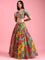 Multi-color Organza Printed Ghagra Choli Set