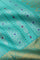 Bright Turquoise Blue Kanjivaram Silk With Floral-Stripes Weaving