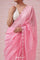 Flamingo Pink Organza Saree With Embroidery Border