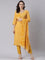 Mustard muslin printed three piece set