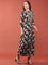 Black Rayon Floral Digital Print Long Dress