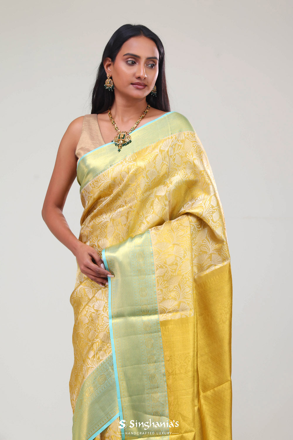 Light Gold Jaali Kanjivaram Silk Saree