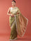 Mehadi Green Organza Stone And Thread Embroidery Saree