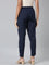 Women Navy Stripe Linen Pencil Pants