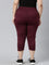 Women Solid Maroon High Rise Training Capri