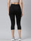 Women Solid Black High Rise Training Capri