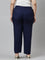 Women Solid Navy Viscose Mid Rise Casual Pants