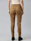 Women Solid Light Brown Mid Rise Suede Treggings