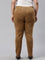 Women Solid Light Brown Mid Rise Suede Treggings