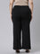 Women Solid Black Ponte Wide Leg Pants