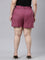 Women Solid Plum High Rise Linen Shorts