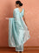 Blue Jimmy satin tissue saree work pearls & sequins embroidery with ready made blouse