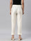 Women Cream Solid Mid Rise Metallic Pants