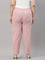 Women Solid Light Pink Mid Rise Linen Pencil Pants