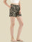 Black Cotton Knit Printed Lounge Shorts