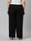 Women Solid Black Linen Cargo Pant