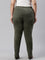 Women Solid Olive Green Mid Rise Suede Treggings