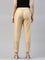 Women Light Gold Solid Mid Rise Metallic Pants