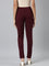 Women Solid Bright Maroon Stretch Ponte Pants