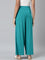 Women Solid Jade Green Viscose Mid Rise Knit Palazzos