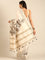 Cream Natural dupion saree with floral print