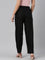 Women Solid Black Viscose Mid Rise Casual Pants