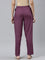 Women Solid Dark Purple Viscose Mid Rise Casual Pants