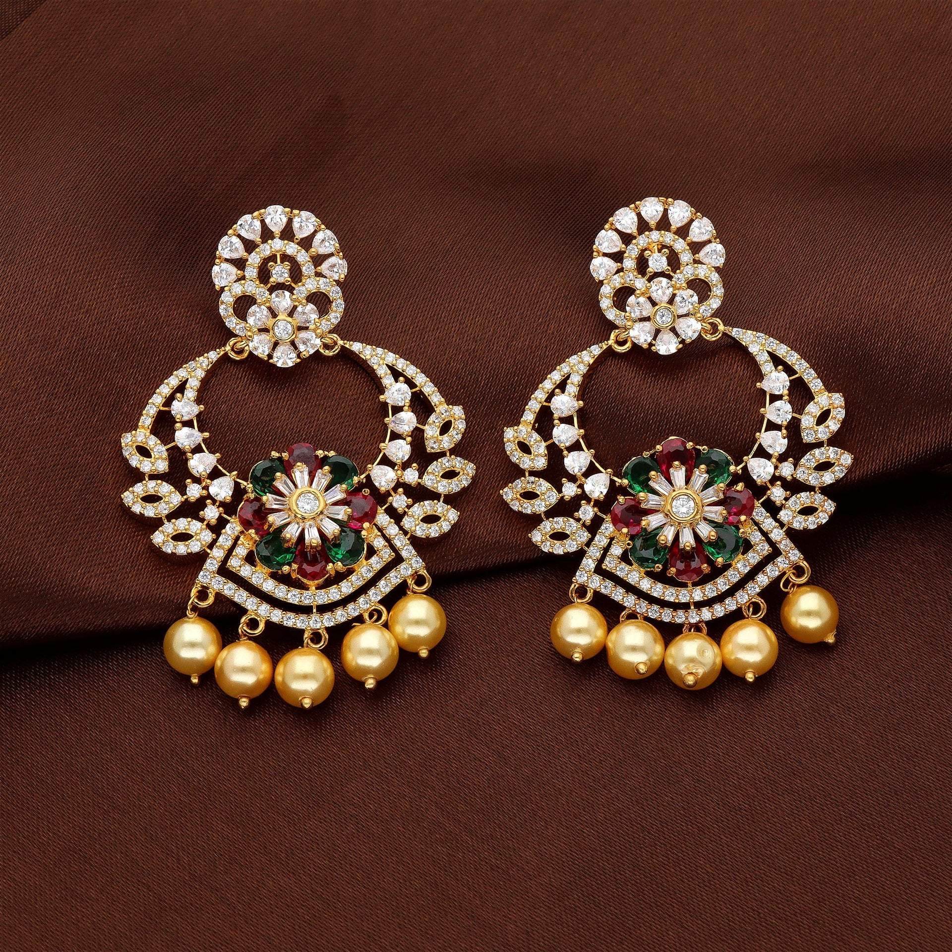 Zirconia Chandbali Earrings