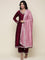 Magenta silk embroidered Three piece set with contrast dupatta