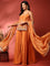 Burnt orange hand embroidered three piece palazzo set