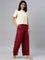 Women Solid Bright Red Woven Viscose Mid Rise Basic Palazzos