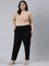 Women Solid Black Cotton Pencil Pant