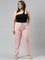 Women Solid Light Pink Mid Rise Cotton Pants