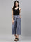 Women Solid Jeans Blue Linen Mid Rise Culottes