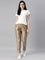 Women Gold Solid Mid Rise Metallic Pants