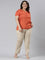 Women Solid Light Beige Comfort Fit Cotton Pants