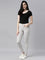 Women Off White Stripe Printed Jeggings