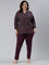 Women Solid Dark Purple Cotton Mid Rise Kurti Pants